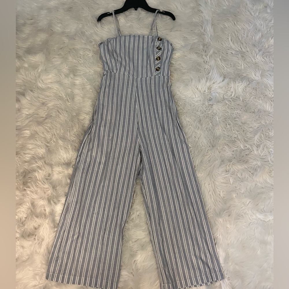 Stripped Blue and White Jumpsuit